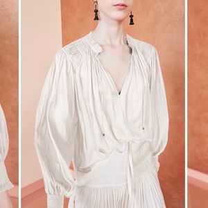 Ulla Johnson ivory satin poet’s blouse